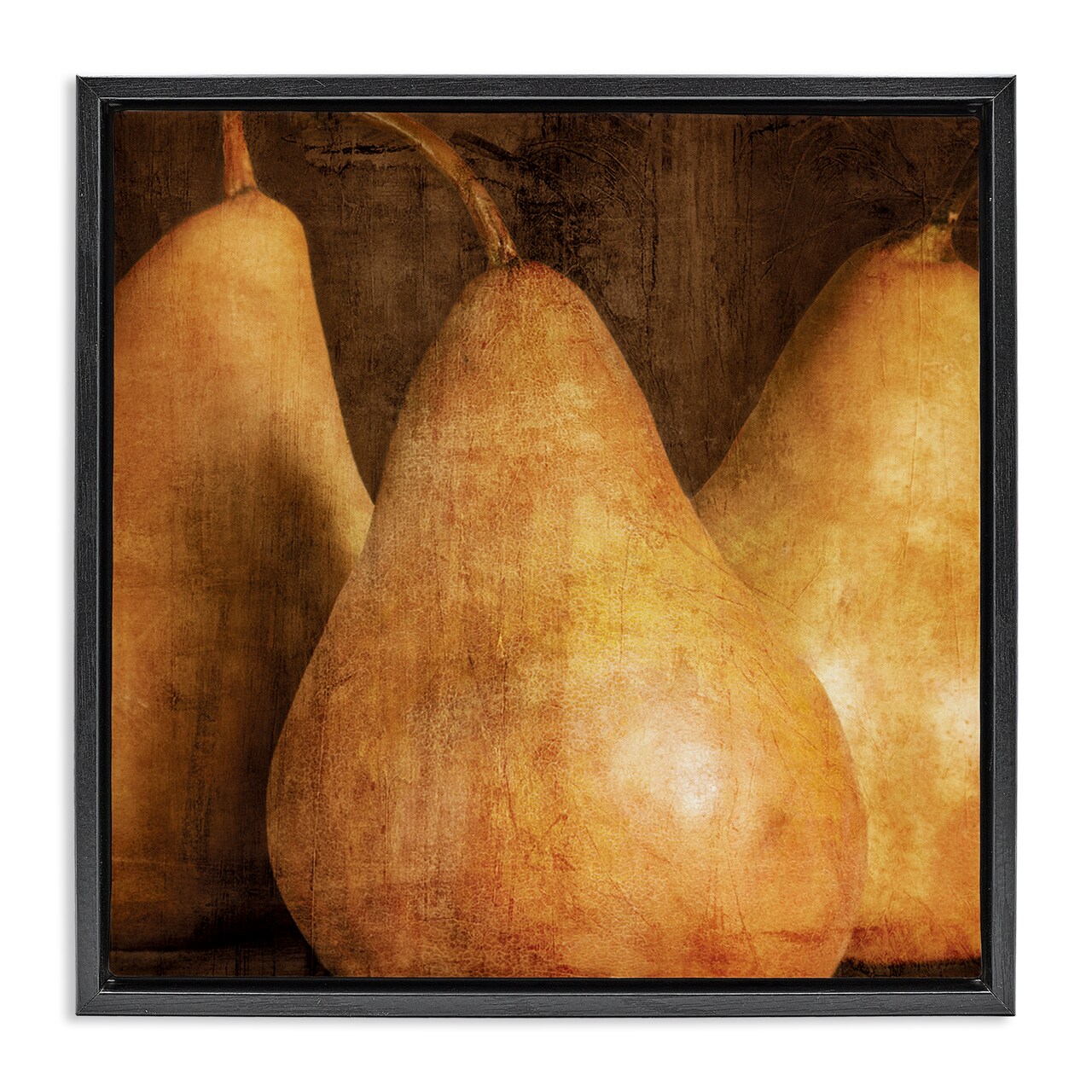 Stupell Industries Rustic Vintage Pears Framed Floater Canvas Wall Art Design by Caroline Kelly